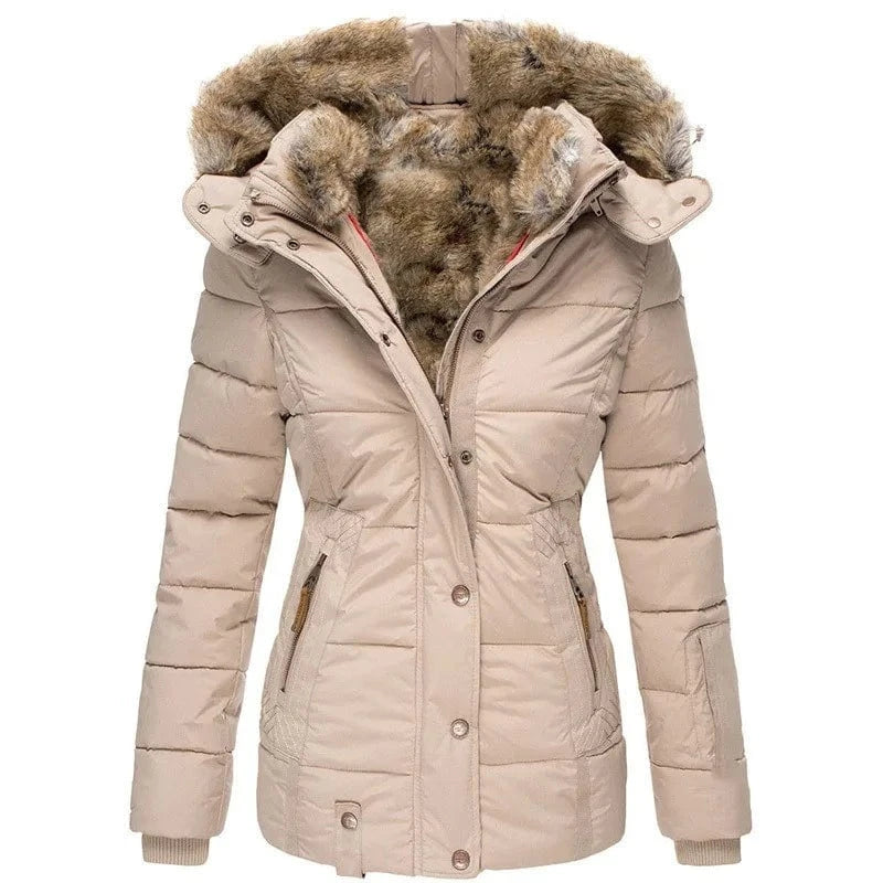 Women's Clothing Wholesale Custom Logo 2024 Winter ladies warm hooded cotton padded thick coat custom slim long jacket for women