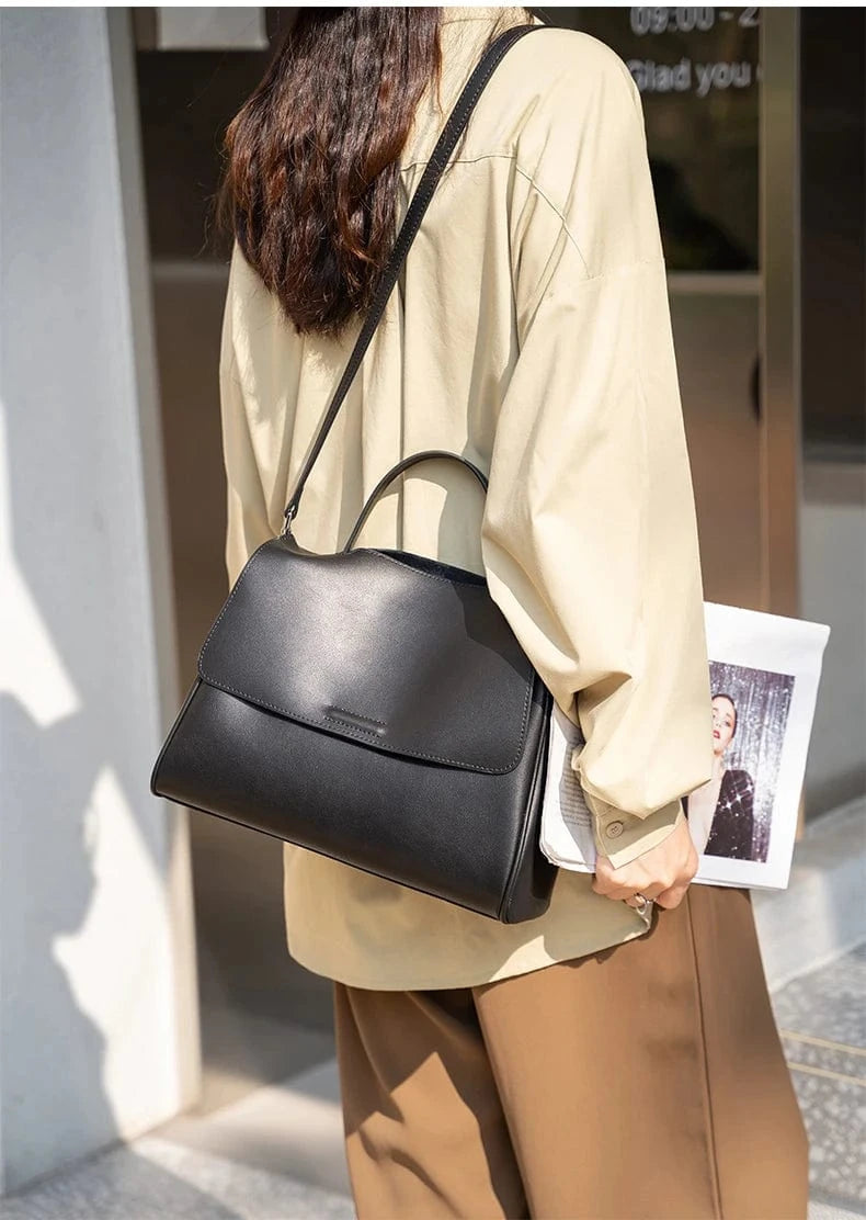 Women's Cowhide Genuine Leather Shoulder Bag Female Fashion Luxury Designer Handbags Ladies Commuting Large Capacity Bucket Bags