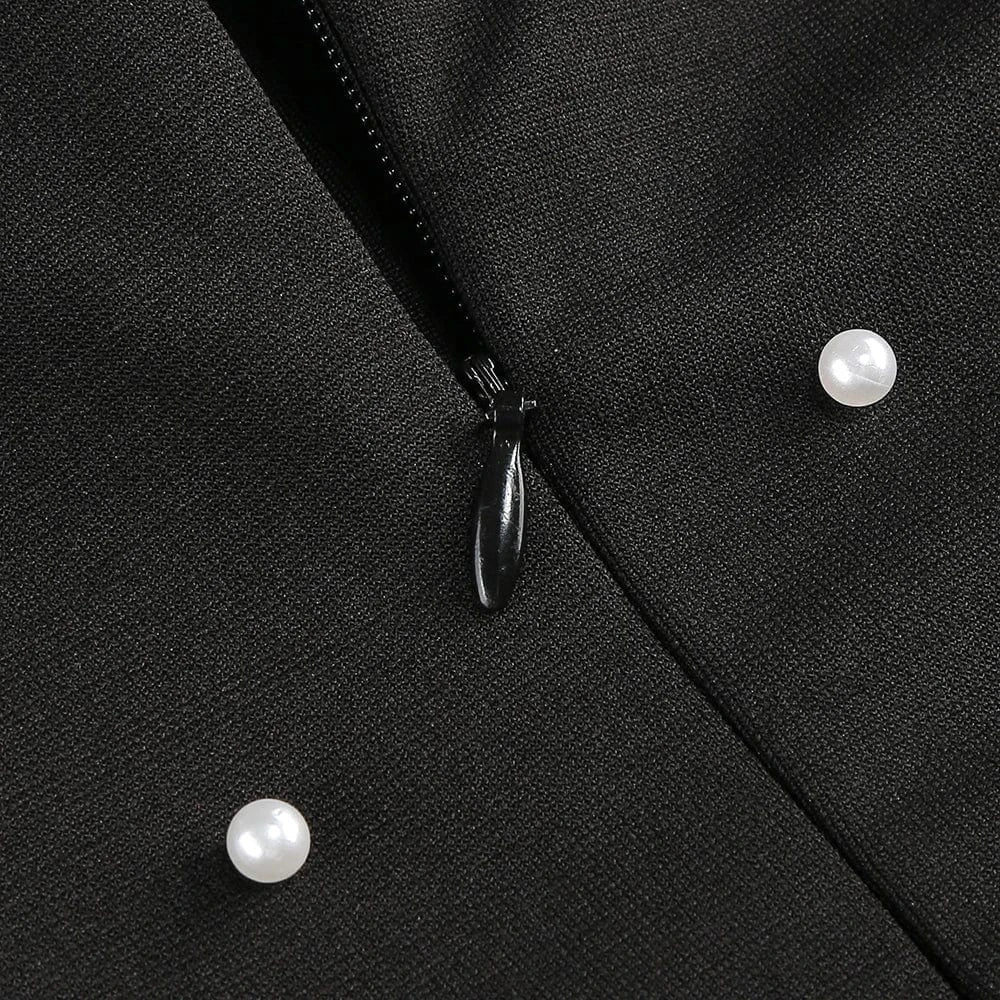 Women's Elegant Black Off Shoulder Ankle-Length Dress Pearl Beading Luxurious Evening Party Dress Glamorous Fashion Choice