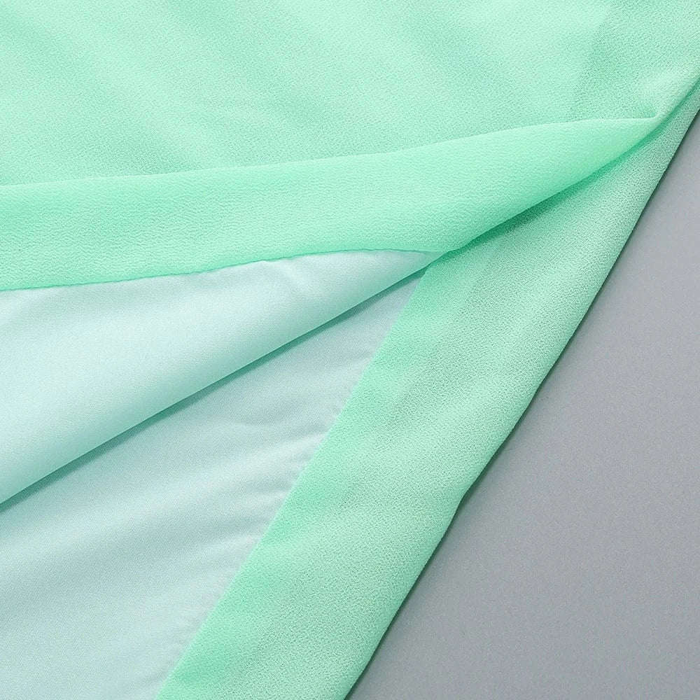 Women's Elegant Mint Green Halter Neck Maxi Dress Rose Embellishment Flowy Silhouette High-quality Fabric for Prom Evening Party