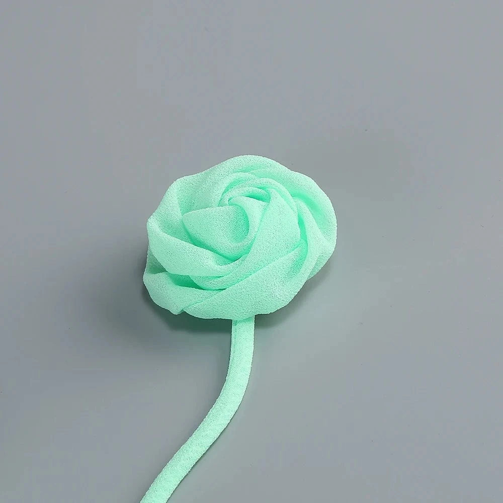 Women's Elegant Mint Green Halter Neck Maxi Dress Rose Embellishment Flowy Silhouette High-quality Fabric for Prom Evening Party