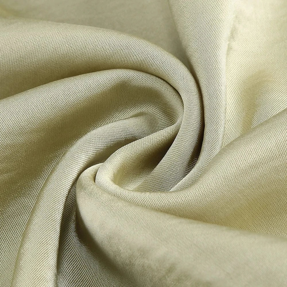 Women's Elegant Slip Sleeveless Cowl Neck Ruched Midi Dress Light Green Satin Material with Side Slit for Luxury Evening Party