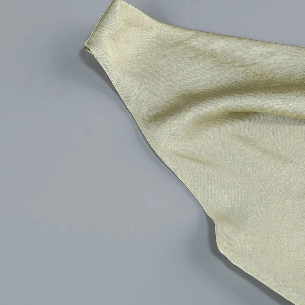 Women's Elegant Slip Sleeveless Cowl Neck Ruched Midi Dress Light Green Satin Material with Side Slit for Luxury Evening Party