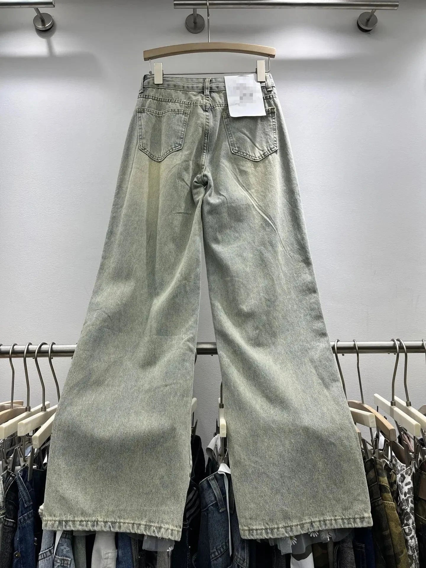 Women's Embroidered Hollow out Wide Leg Jeans Straight Cut Loose Long Trousers Spring Summer Fashionable Cargo Pants