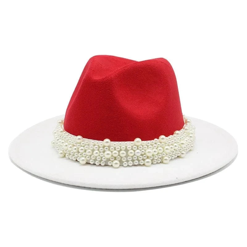 Women's Flip top British classic jazz wool hat big cornice fashion flat edge hat Pink Green Sorority Hat