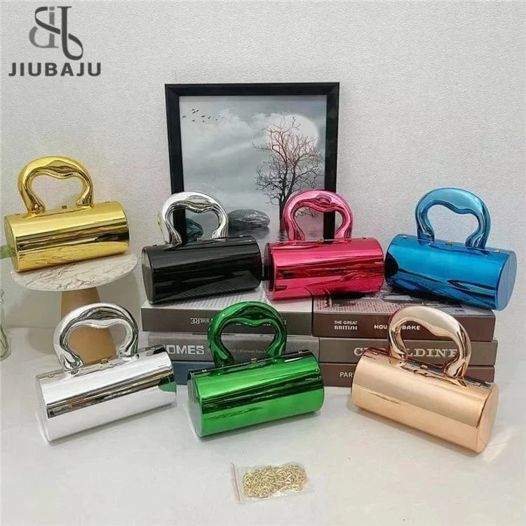 Women's Handbag Bags For Women 2024 Party Clutches Fashion Cylinder Mini Evening Purse Crossbody Shoulder Bag Gold Box Clutch