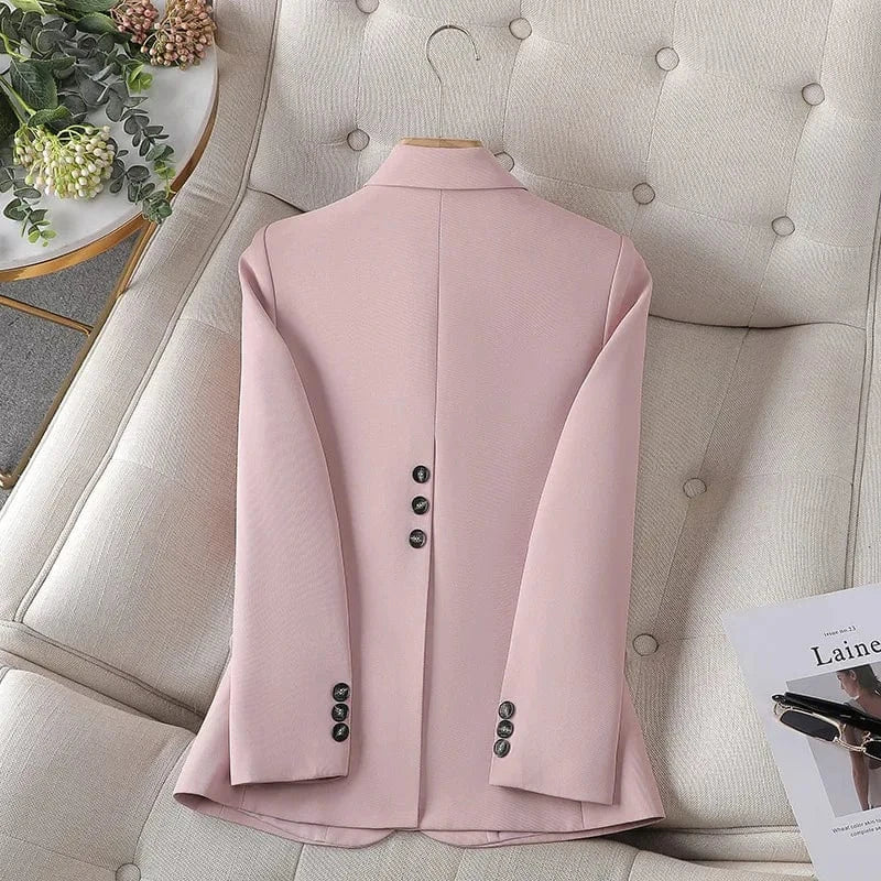 Women's High Quality Casual Solid Blazer Hot Sale Single Button Closure Coats with Pocket Office Lady Fashion Jacket