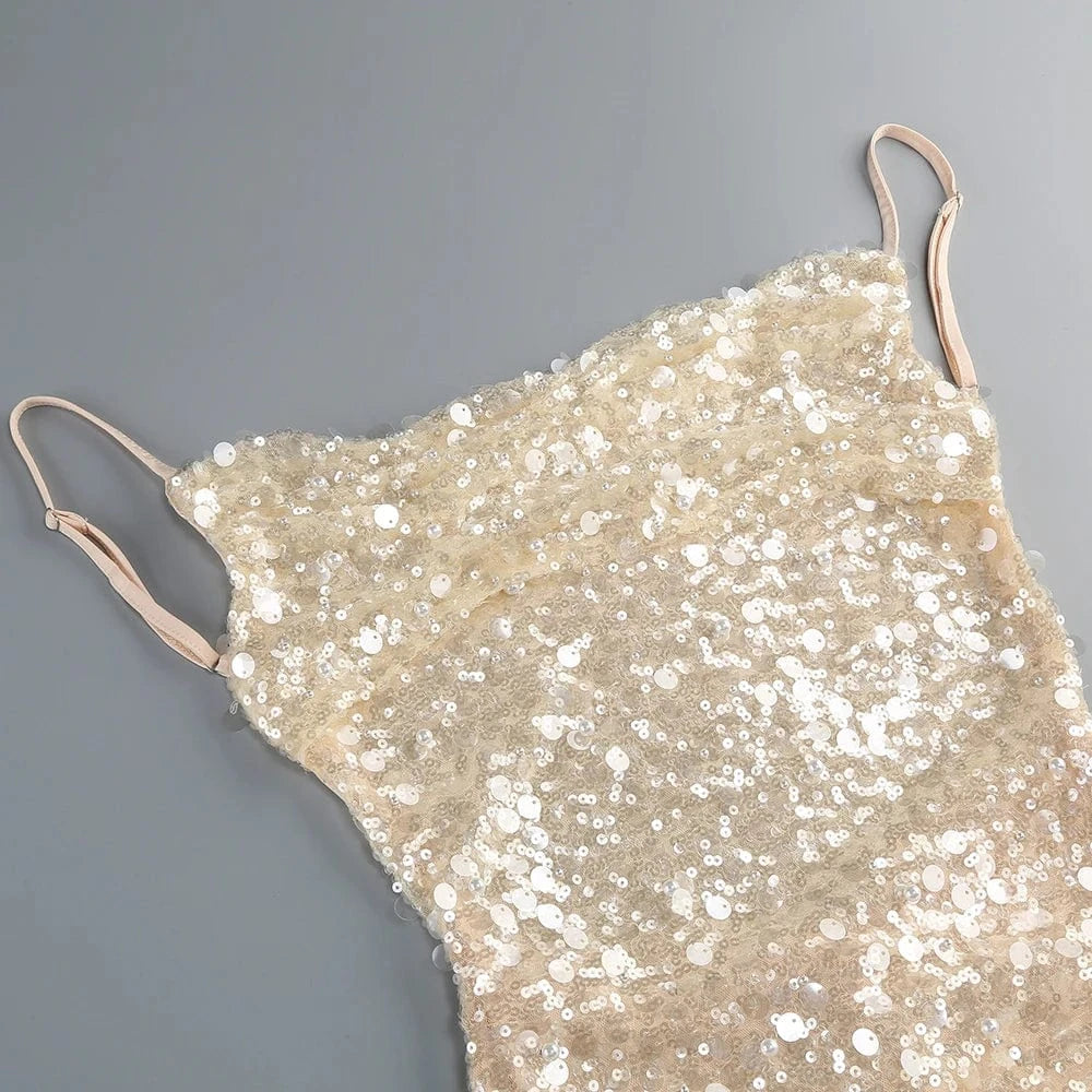 Women's In Vogue Elegant and Sexy Suspenders Backless Fishtail Slimming Floor-Length Dress Luxurious Evening Party Dress