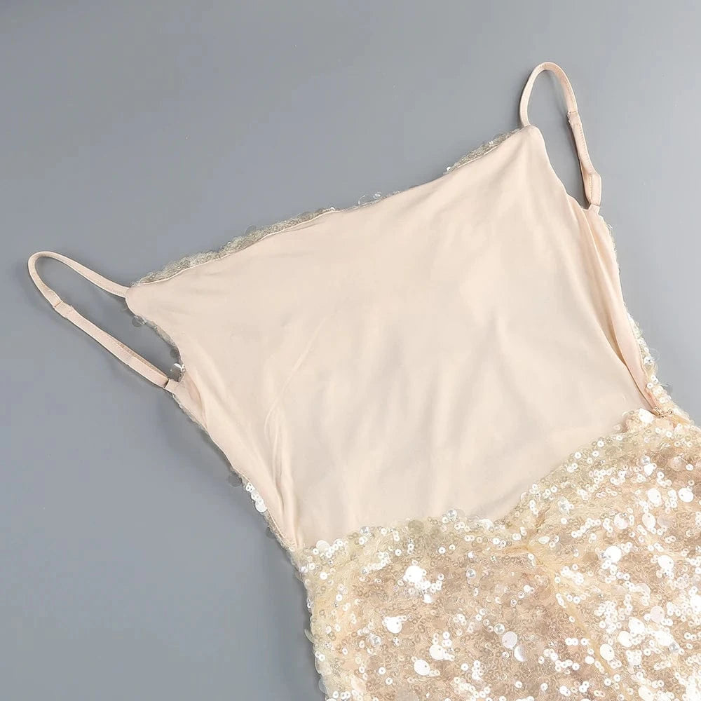 Women's In Vogue Elegant and Sexy Suspenders Backless Fishtail Slimming Floor-Length Dress Luxurious Evening Party Dress