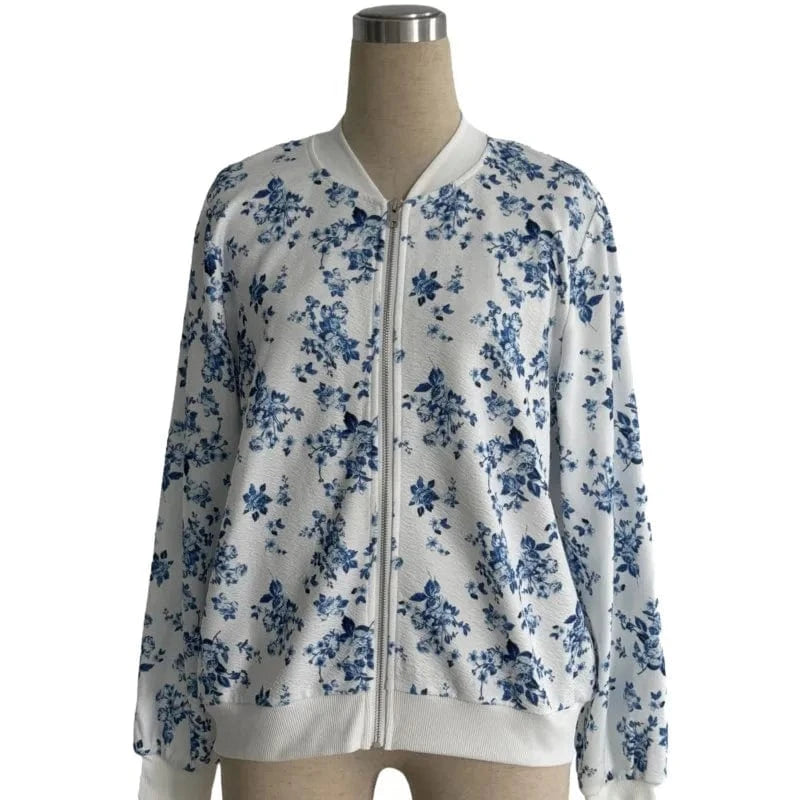 Women's Leopard Stand-Up Collar Long Sleeve Zipper Cardigan Coat Jackets Autumn Ladies Casual Loose Outwear Outcoat Size
