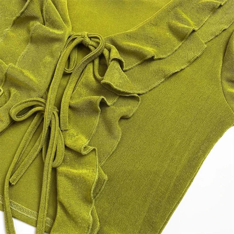 women's long sleeve tie front top t shirt and midi skirt 2 two piece set women summer spring 2024 sexy elegant clothing outfit