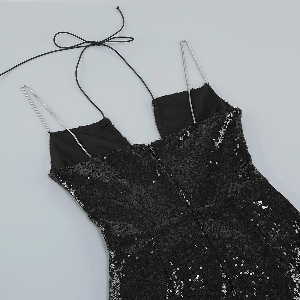 Women's Luxury Wedding Party Maxi Long Dress Christmas Hollow out Backless Squines Runway Celebrity Evening Prom Gowns Vestidos