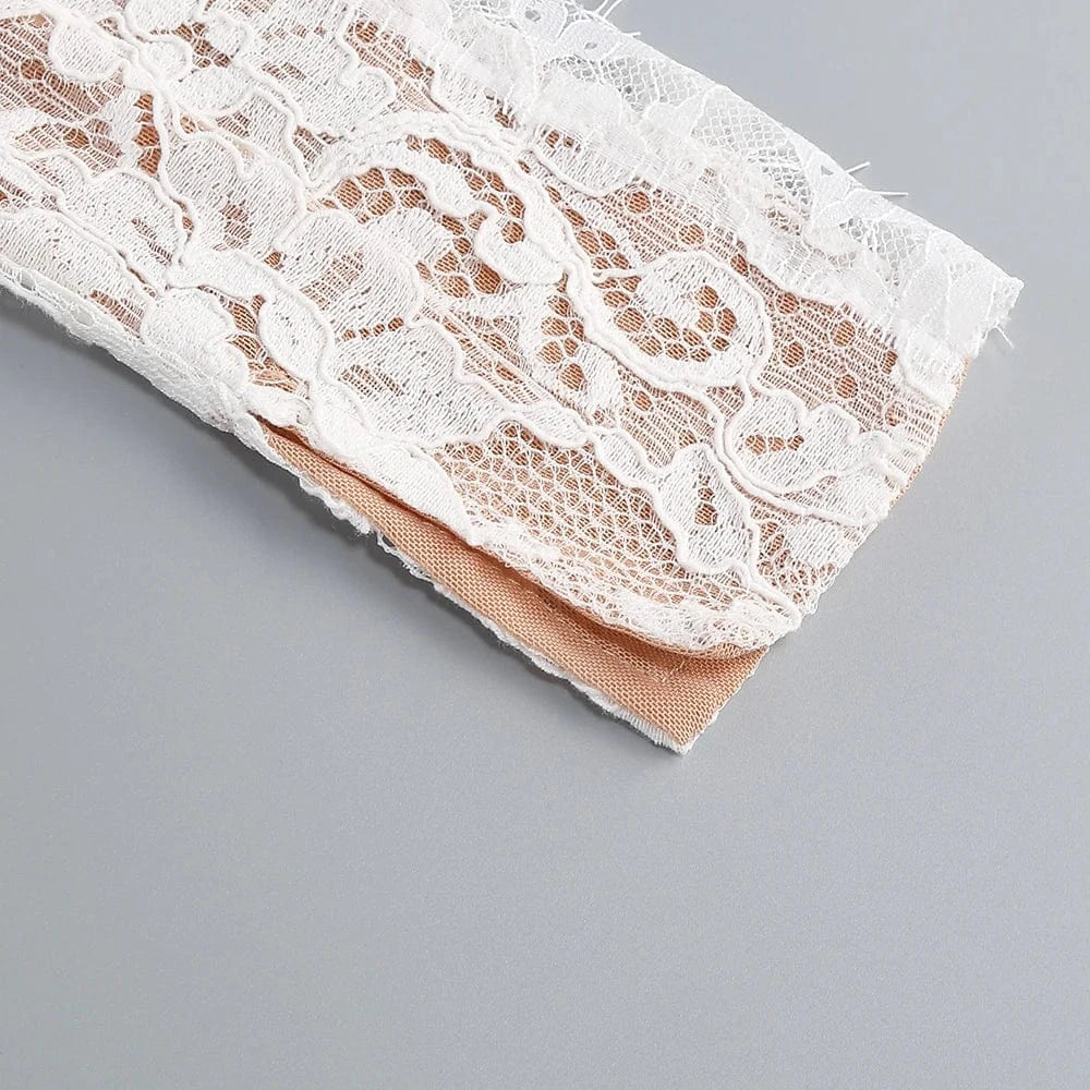 Women's Maxi Lace Cut Out Long Dress Sexy Backless High Split Long-Sleeves Deep V-Neck Celebrity Slim Party Wedding Morning Gown