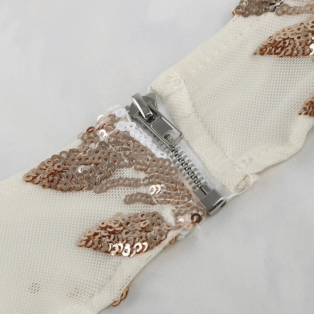 Women's New Round Neck Sleeveless Ruffle Sexy Halter Hollow Out Mini Dress Niche Sequins Beaded Luxury Evening Party Dress