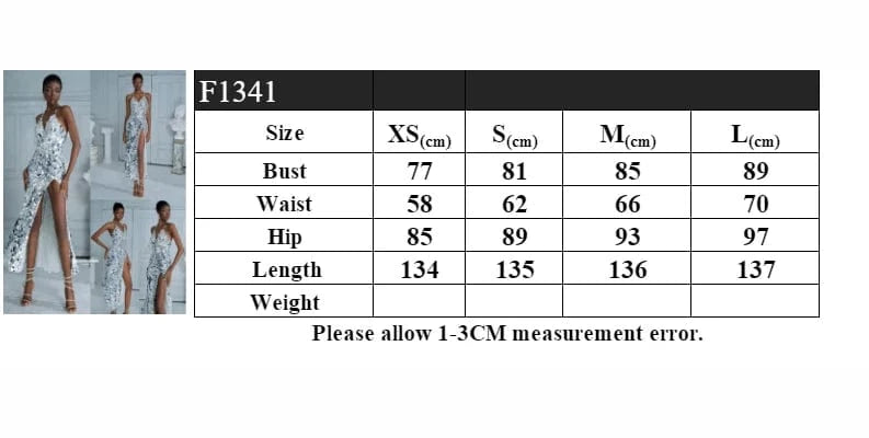 Women's New Sexy V-Neck Sequin Fringe Halter and Calf Length Dress Slit High Texture Design Luxurious Temperament Evening Dress