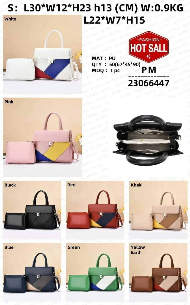 Women's New Style Large Capacity Zipper Shoulder Bag Simple Solid Color Two-Piece Handheld Polyester Feathers Pearl