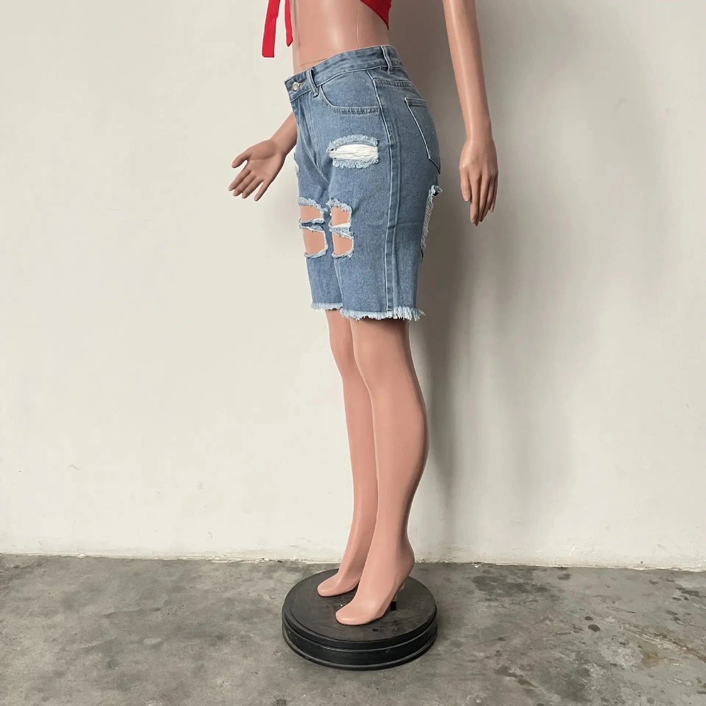 Women's Pants Distressed Jeans Denim Shorts Pants Ladies Jeans Cut Out Ripped Holes Women Jeans trousers