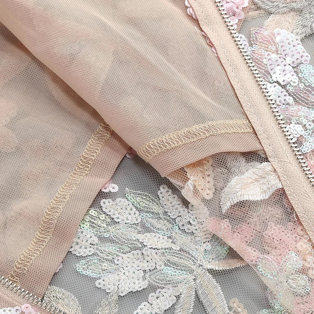 Women's Print One-Line Shoulder Sleeveless Slim Sexy Ankle-Length Dress Lace Embroidery Flowers Colorful Sequins Elegant Dress