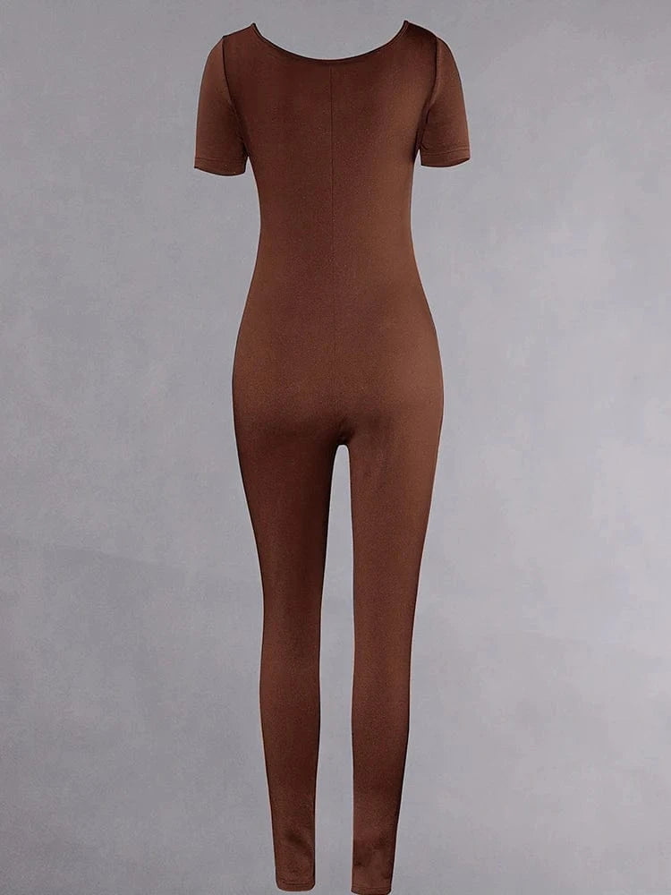 Women's Rompers Short Sleeve Solid Skinny Bodycon Jumpsuits Fashion Sports Fitness Casual Activity Streetwear Overalls