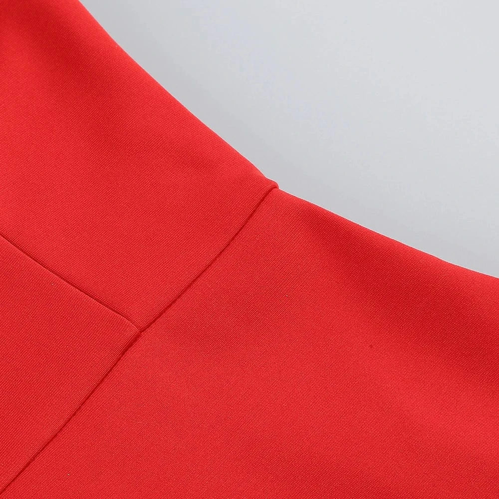 Women's Sexy Glamorous Red One Shoulder Ankle-Length Dress with Large Flower Luxurious Temperament Evening Party Dress