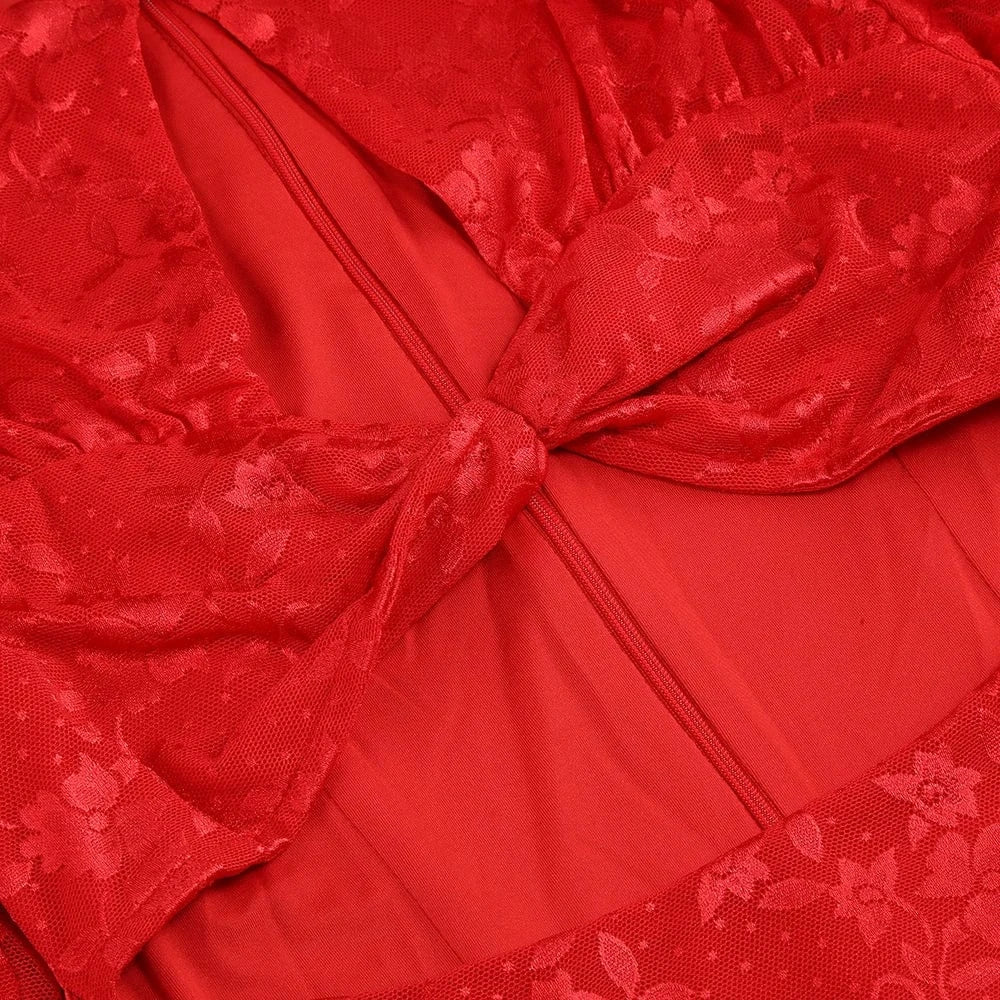 Women's Sexy Lace Spice Girl Dress Haute Sense Hollow Out Irregular Pure Desire Dress Luxury Temperament Evening Party Dress