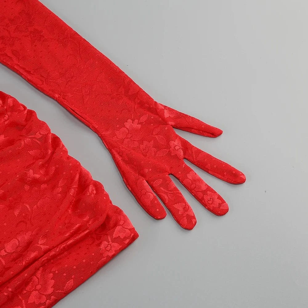 Women's Sexy Lace Spice Girl Dress Haute Sense Hollow Out Irregular Pure Desire Dress Luxury Temperament Evening Party Dress