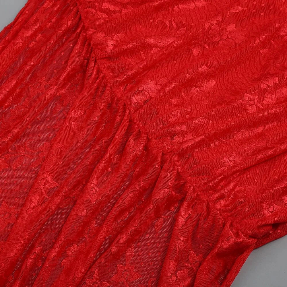 Women's Sexy Lace Spice Girl Dress Haute Sense Hollow Out Irregular Pure Desire Dress Luxury Temperament Evening Party Dress