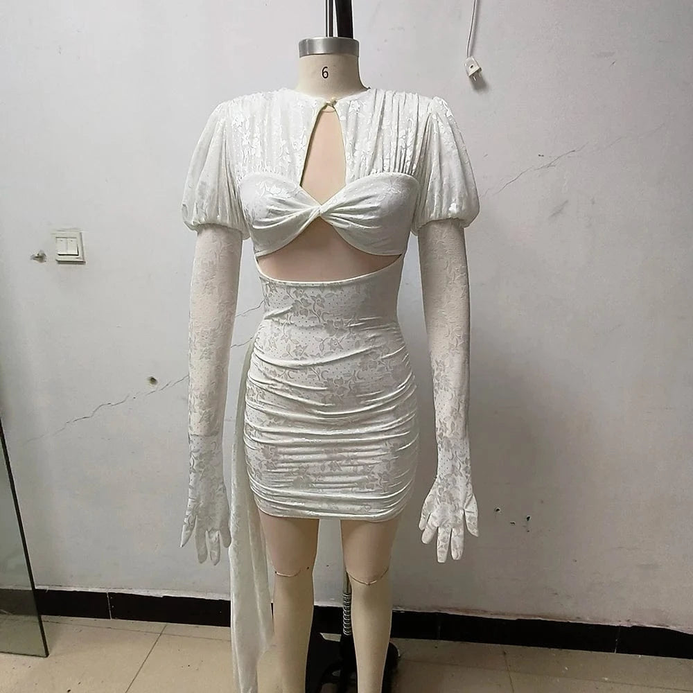 Women's Sexy Lace Spice Girl Dress Haute Sense Hollow Out Irregular Pure Desire Dress Luxury Temperament Evening Party Dress