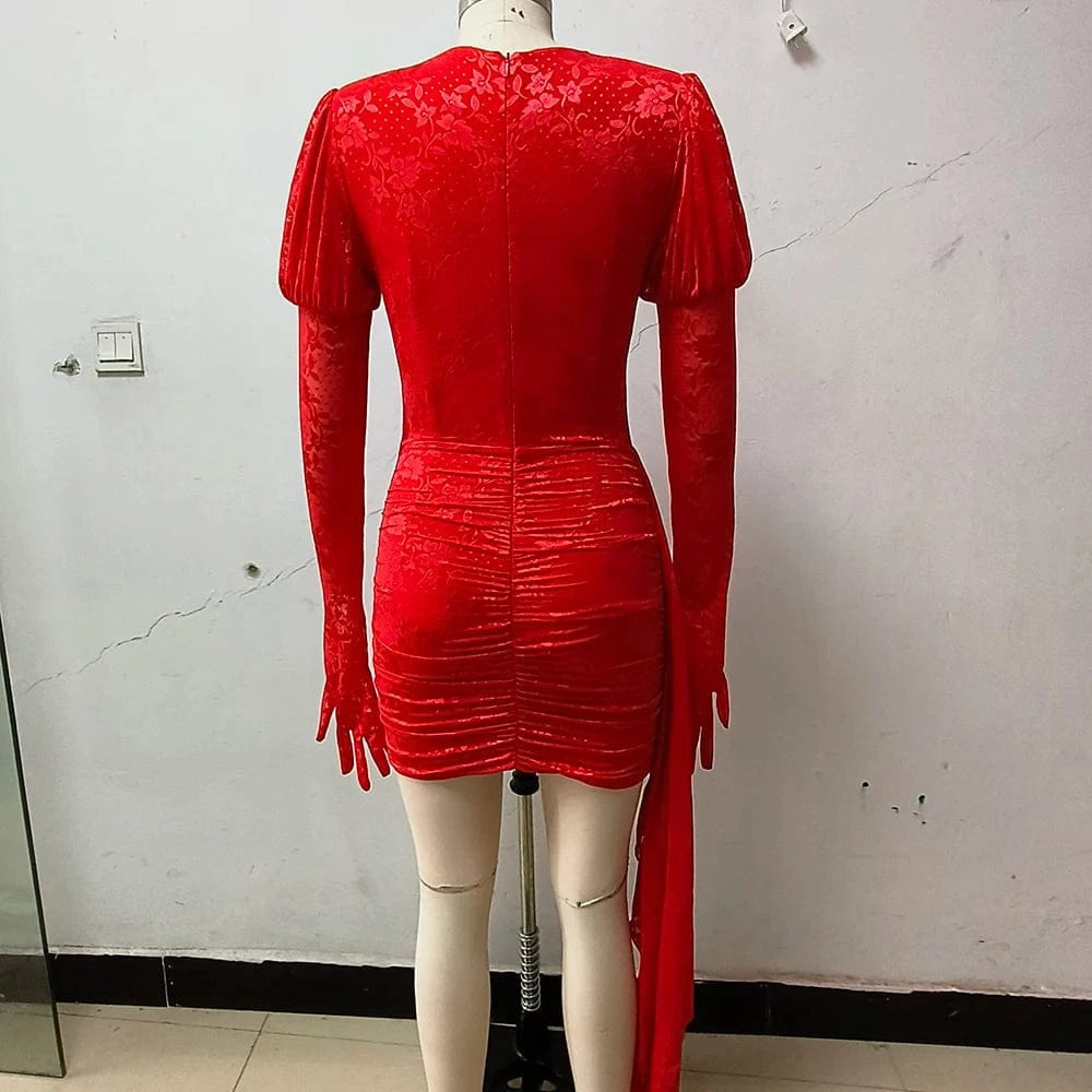 Women's Sexy Lace Spice Girl Dress Haute Sense Hollow Out Irregular Pure Desire Dress Luxury Temperament Evening Party Dress