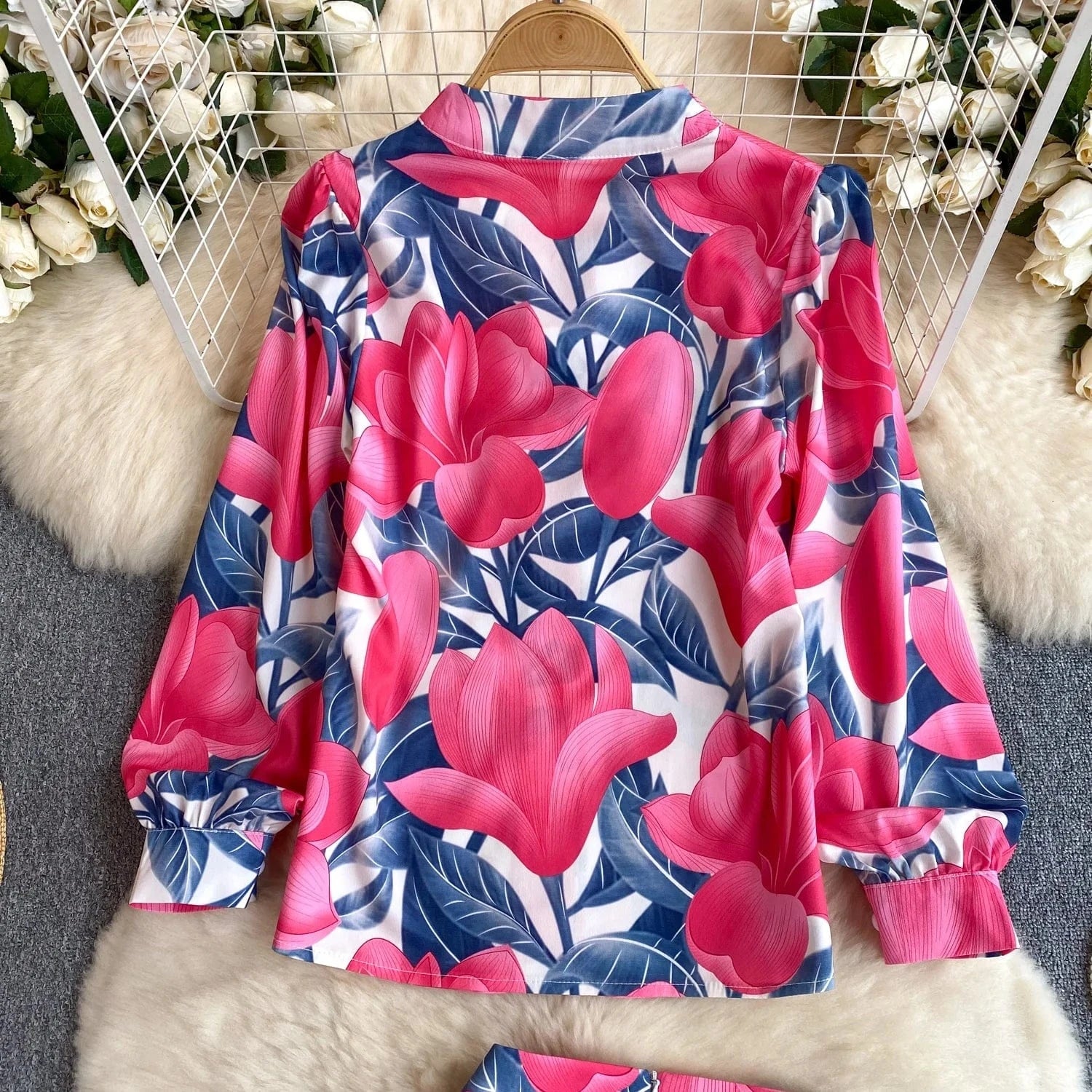 Women's Shirts Fashionable With A Split Half Skirt Temperament Two-Piece Dress