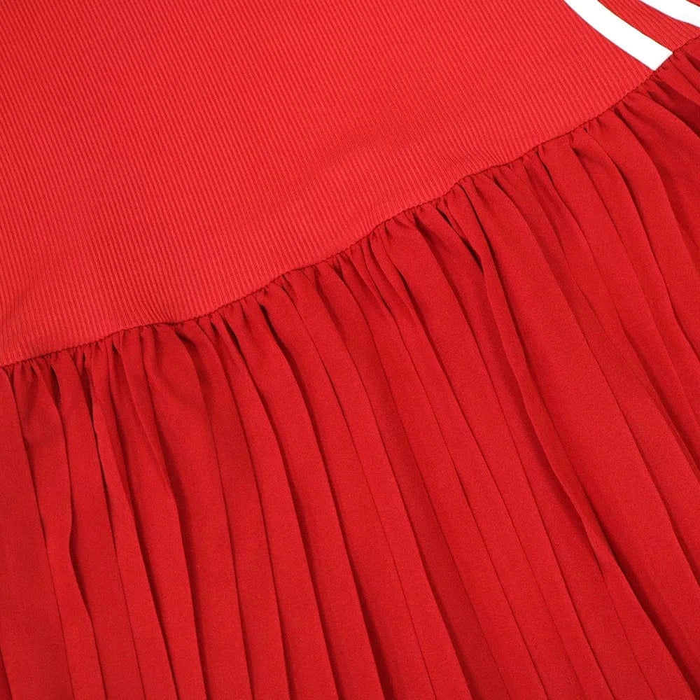 Women's Sleeveless Side Striped Stretch Pleated Mini Dress for 2025 Summer Sexy Casual Short Dresses Sports Streetwear Clothing
