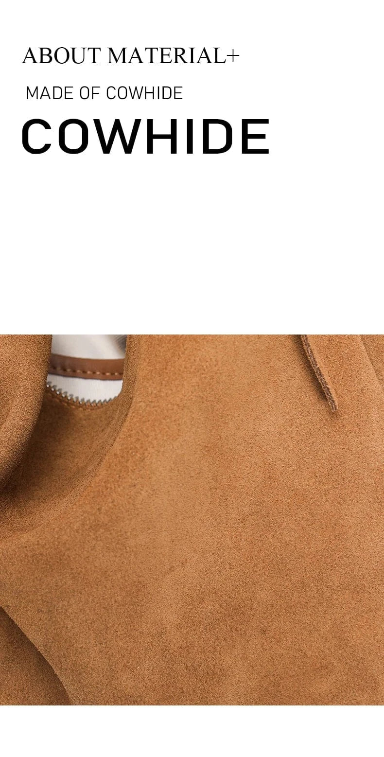 Women's Suede Genuine Leather Shoulder Bags Ladies Frosted Cowhide Crossbody Bag Female Design Luxury and Lazy Commuting Handbag