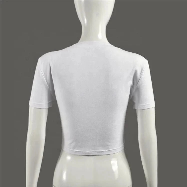 Women's Summer Crop Tops American Short Sleeve Crewneck Star Patch Short T-shirt Casual Basic Slim Tees