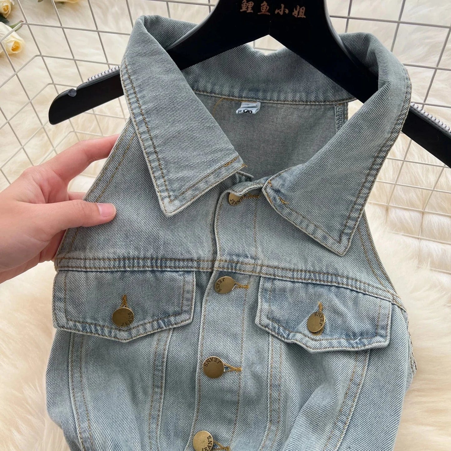 Women'S Summer Fashion Lapel Single-Breasted Waisted Denim Wide Leg Casual Jumpsuit