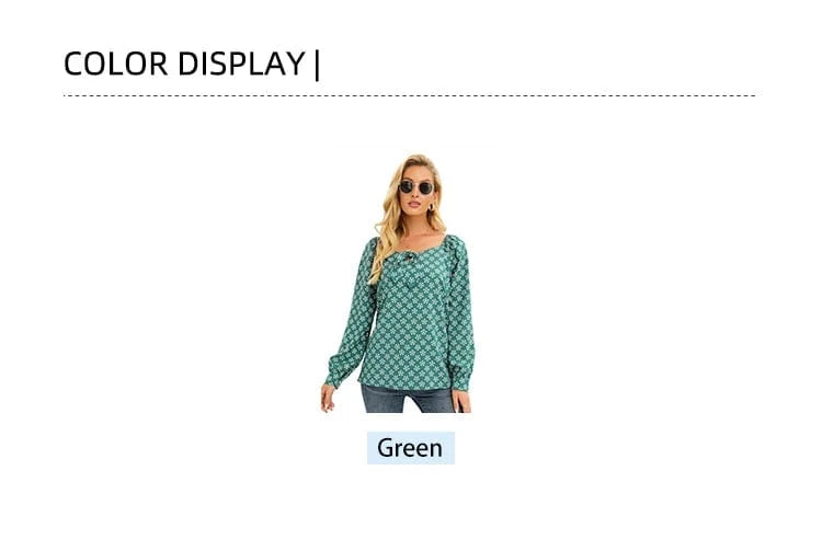 Women's Summer Fashion Square Collar Hollow Shirt Unbuttoned Long Sleeve Loose Casual Printed Top for Casual Wear