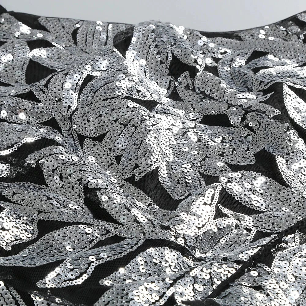 Women's Summer New Casual O-Neck Dress Sexy Skirt Hem Slit Hollow Backless Lace-up Fashion Sequins Loose Dress Evening Party