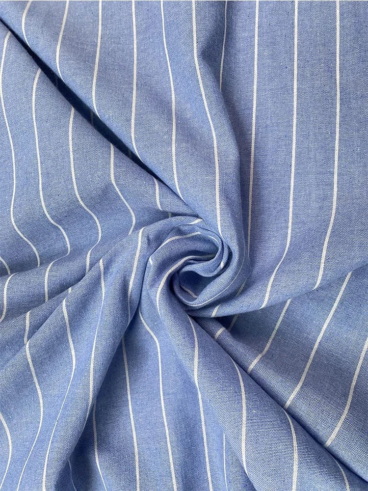Women's summer New V-neck Fashionable Button Striped Round Neck Long Sleeved Simple Loose Long Sleeved Pullover Dress
