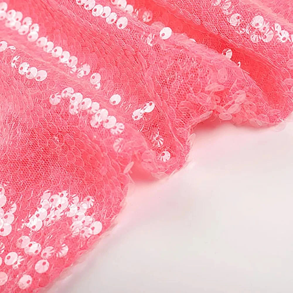 Women's Summer Sexy Long Evening Party Dress Sequined Dress Three-Dimensional Ruffle Flower Slip Slit Ground Length Dress