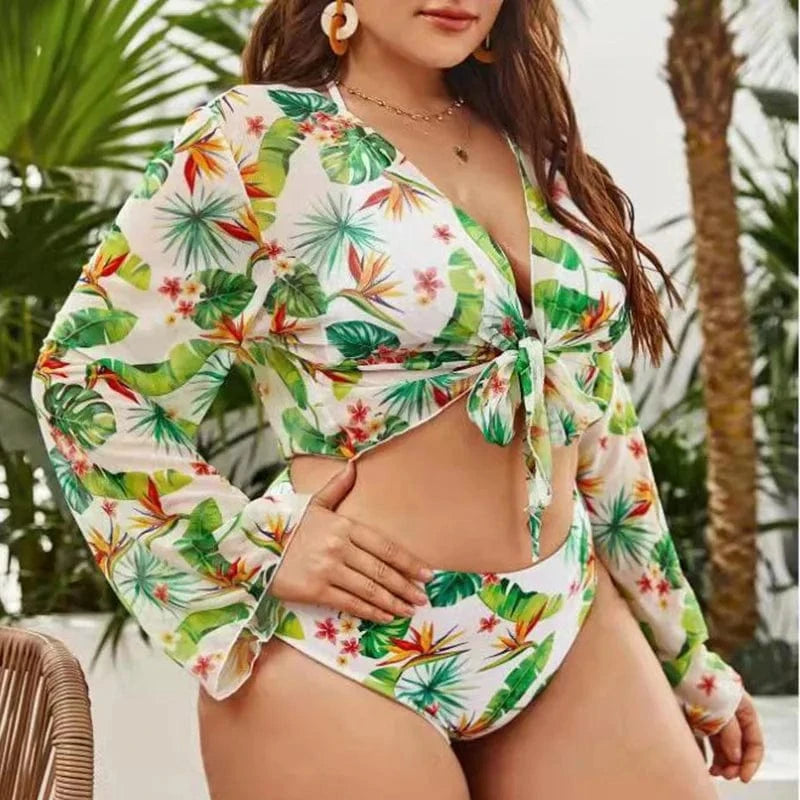 Women's Swimsuit Plus Size Print Floral Active Two-Piece Bikini Beachwear 2023