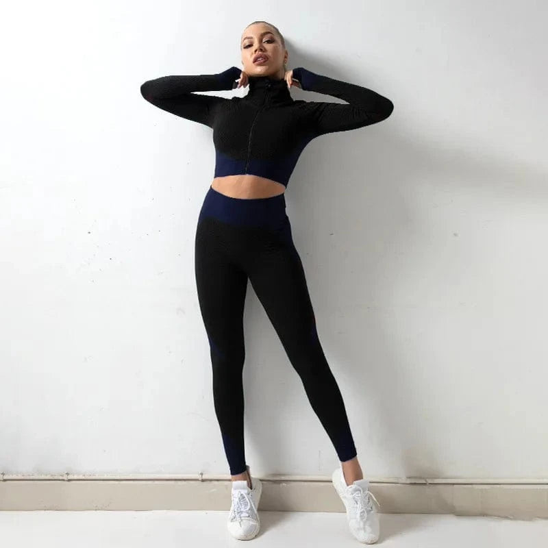 Women's winter stretch zipper yoga suit cotton vest jogging pants three-piece jacket and sweat track and field jogging suit