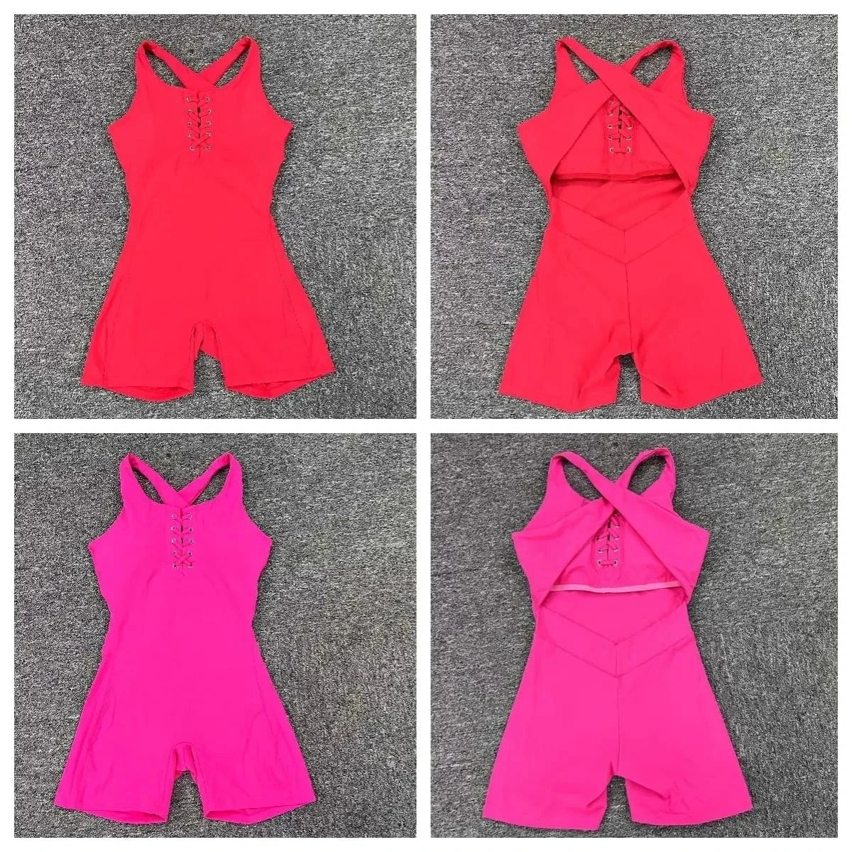 Women's Yoga Jumpsuits Unitard Bodysuits One Piece Shorts Rompers Yoga Sleeveless Cross Back Hollow Bodycon Outfits 2024
