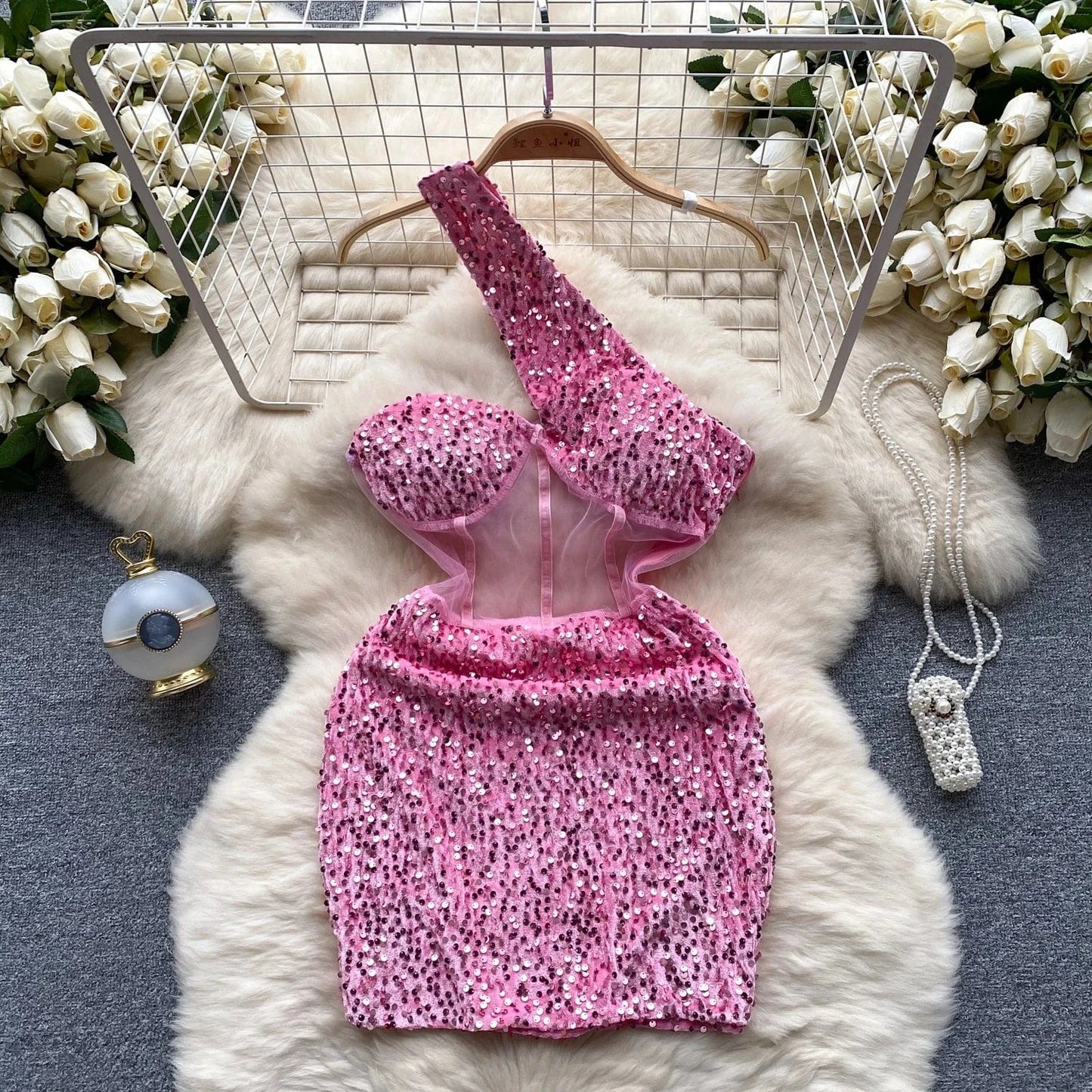 Women Sequined Halter Neck Sleeveless Bodycon Mesh Patchwork Mini Midi Dress 2024 Summer Sexy Club Party Evening Dresses