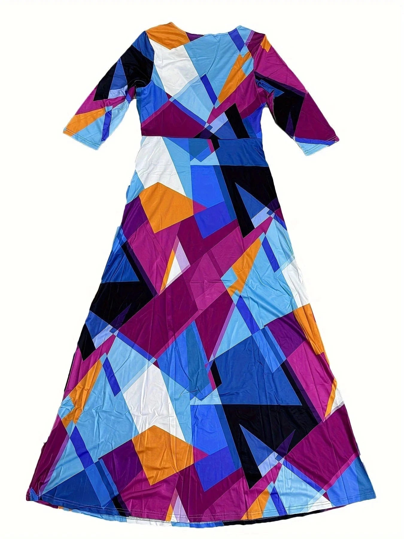 Women Sexy Bodycon Beach Bohemian Maxi Splicing Floral Print Dress for Women Casual Summer Sundress V-Neck 3/4 Sleeve