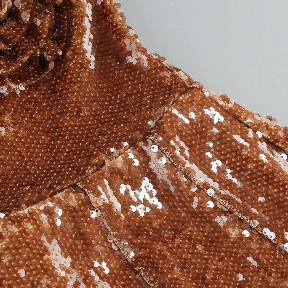 Women Sexy Sleeveless Slip Mini Dress Sparkly Sequins Red Bandage Dress Elegant Evening Party Female Fashion Style