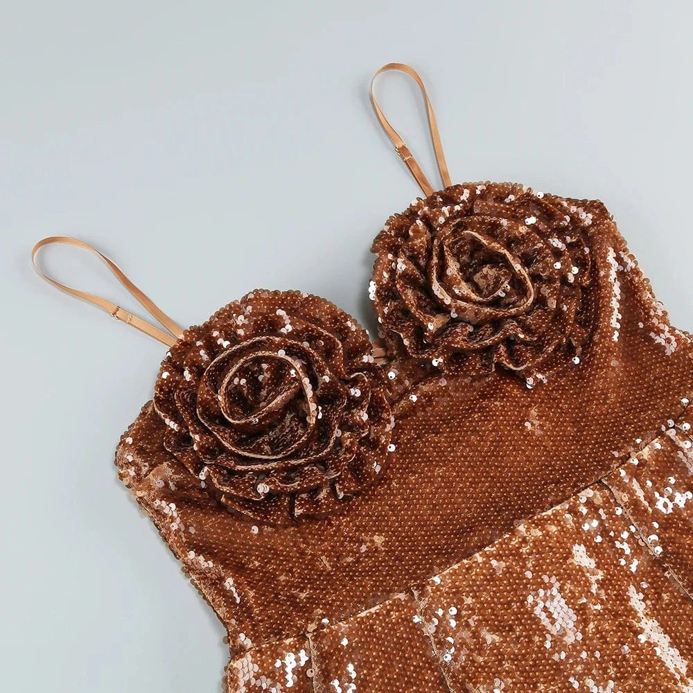 Women Sexy Sleeveless Slip Mini Dress Sparkly Sequins Red Bandage Dress Elegant Evening Party Female Fashion Style