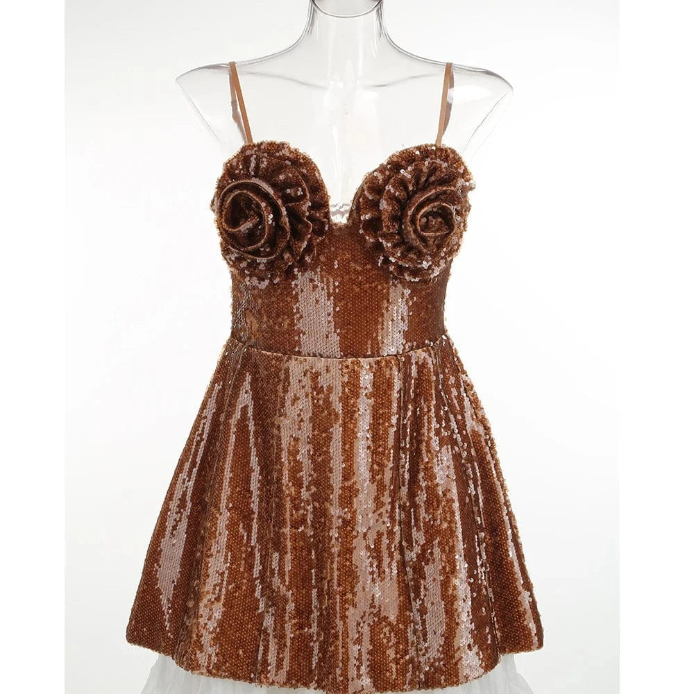 Women Sexy Sleeveless Slip Mini Dress Sparkly Sequins Red Bandage Dress Elegant Evening Party Female Fashion Style