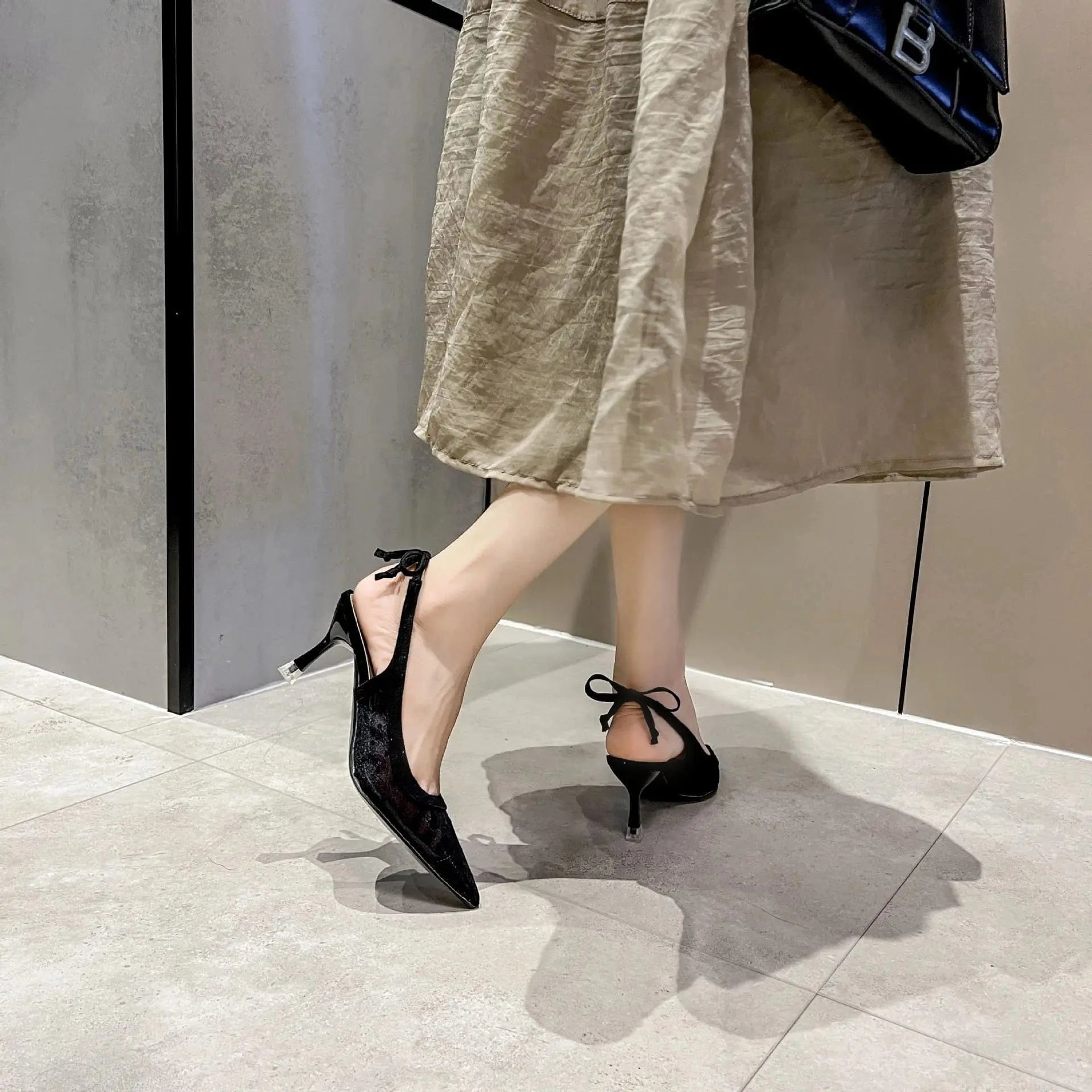 Women Shoes 2023 Breathable Mesh Polka Dot Sandals Pointed-toe Wrap-toe Lace Up Thin Heels Sandals For Ladies Banquet Dress Shoe