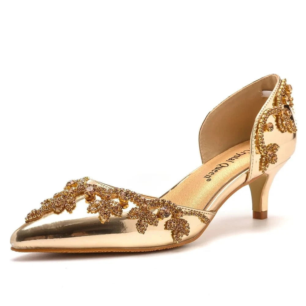 Women Shoes 2023 Summer New Fashion Pointed-toe Wrap-toe Shoe Rhinestone Decor Large Size Thin Heel Sandals Wedding Bridal Shoes