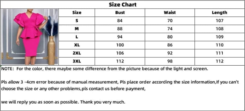 Women Short Sleeve V-Neck Ruffle Sleeve Peplum Bodycon Midi Dress 2025 Latest Fashion Summer African OL Work Evening Party Dress