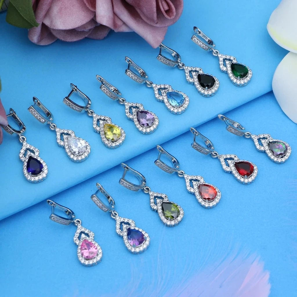 Women Silver 925 Custom Jewelry Sets Red Garnet Earrings Necklace Open Ring Bracelets Set for Mom/Wife/Friend